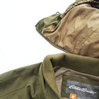 Eddie Bauer マウンテンパーカー レインジャケット L グリーン 防水 ドローコード フード着脱式 ダブルジップ WEATHER EDGE 102