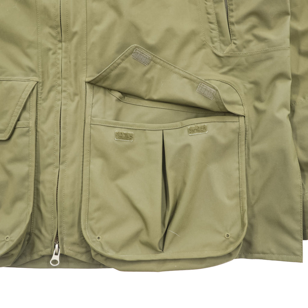 Eddie Bauer マウンテンパーカー レインジャケット L グリーン 防水 ドローコード フード着脱式 ダブルジップ WEATHER EDGE 102