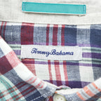 Tommy Bahama リネン100% 長袖 シャツ L マドラスチェック 麻 マルチカラー インド製