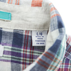 Tommy Bahama リネン100% 長袖 シャツ L マドラスチェック 麻 マルチカラー インド製