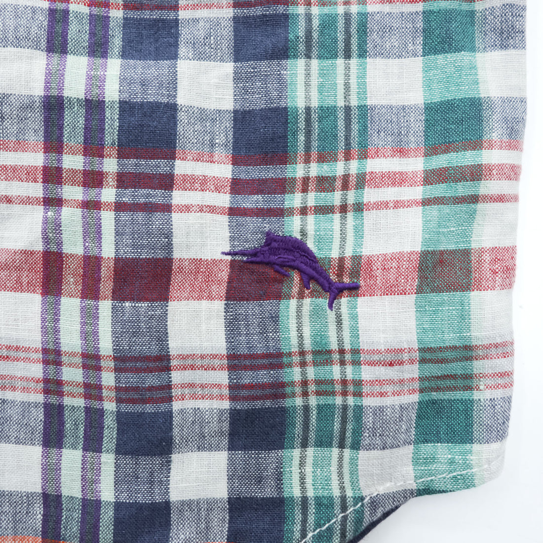 Tommy Bahama リネン100% 長袖 シャツ L マドラスチェック 麻 マルチカラー インド製