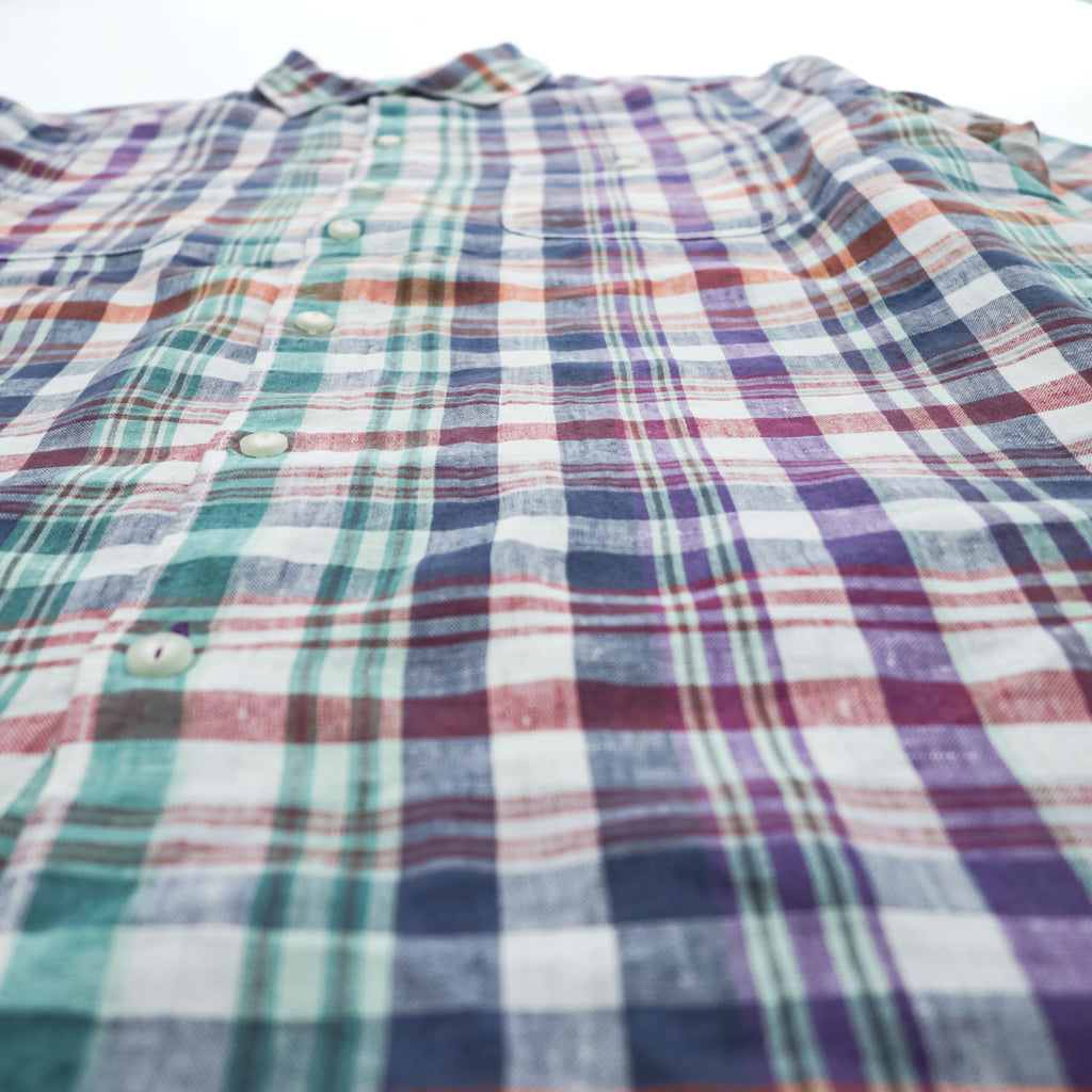 Tommy Bahama リネン100% 長袖 シャツ L マドラスチェック 麻 マルチカラー インド製