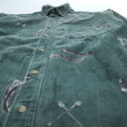 L.L.Bean 90年代 USA製 ヴィンテージ 長袖 ボタンダウンシャツ M カーキ グリーン 総柄 U697