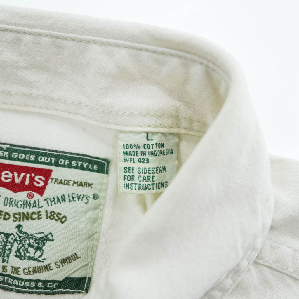 Levi's 90年代 ヴィンテージ 長袖 ホワイトデニム ワークシャツ L メタルボタン ダブルポケット