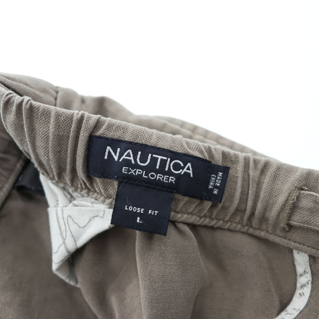 NAUTICA シルク リネン イージーパンツ 麻 スラックス パンツ L ブラウン EXPLORER LOOSE FIT
