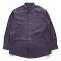Alfani Faux Suede Microfiber Button Up Shirt Dark Purple Polyester Men’s L