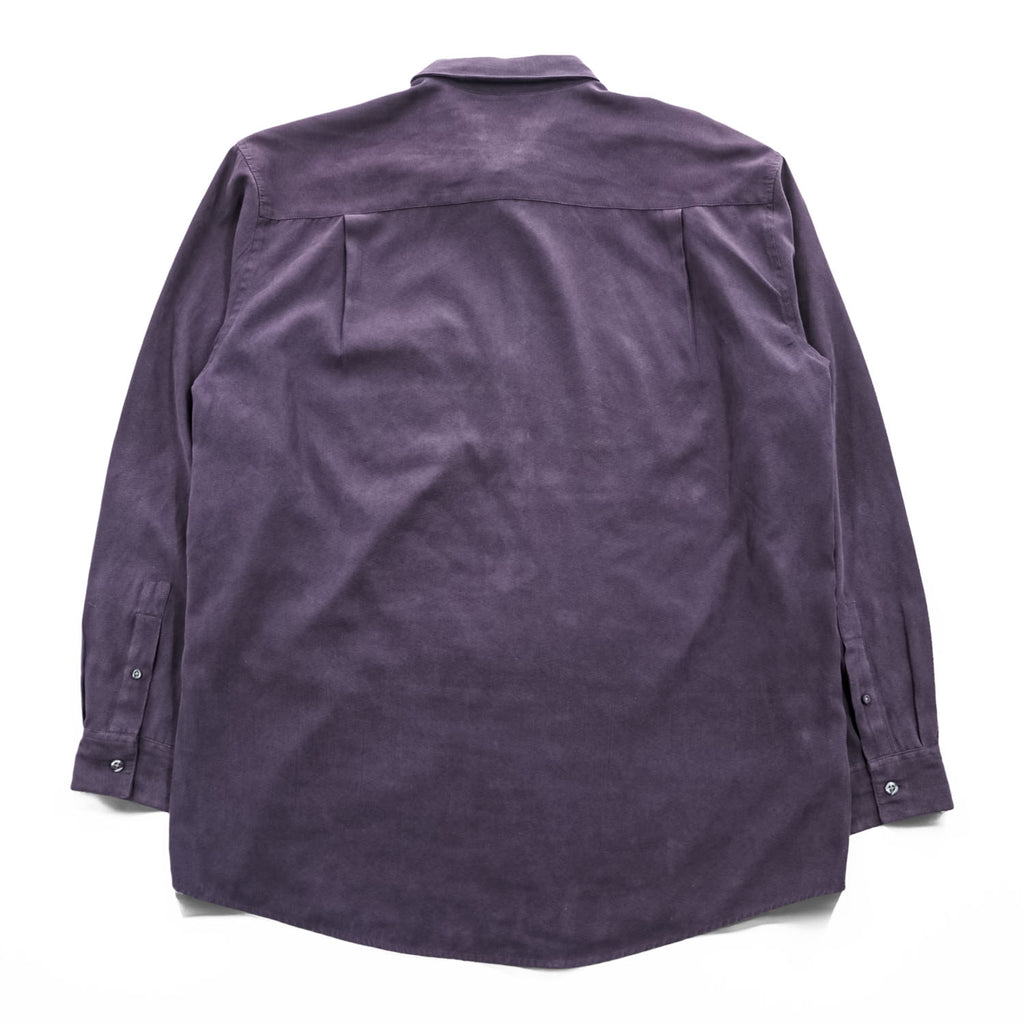 Alfani Faux Suede Microfiber Button Up Shirt Dark Purple Polyester Men’s L
