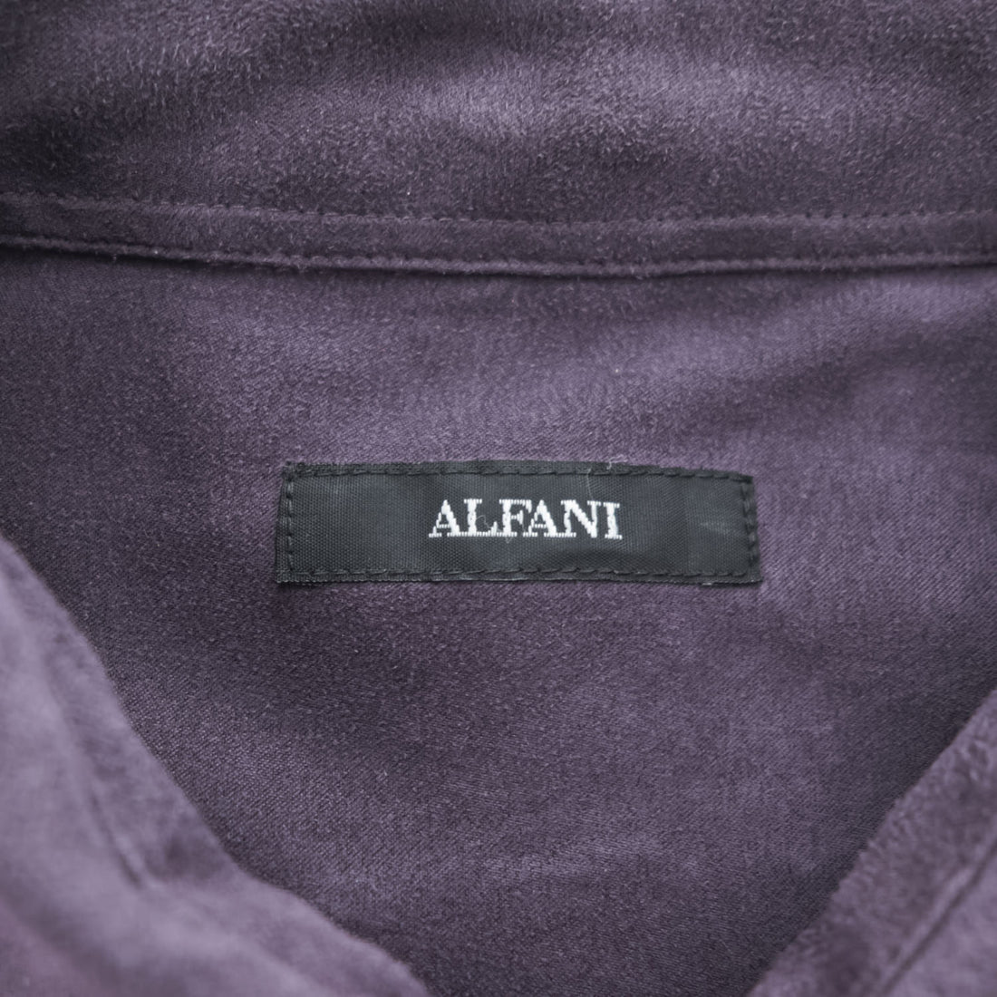 Alfani Faux Suede Microfiber Button Up Shirt Dark Purple Polyester Men’s L