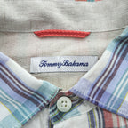 Tommy Bahama 100%リネン マドラスチェック 長袖シャツ L マルチカラー 胸ポケット 麻