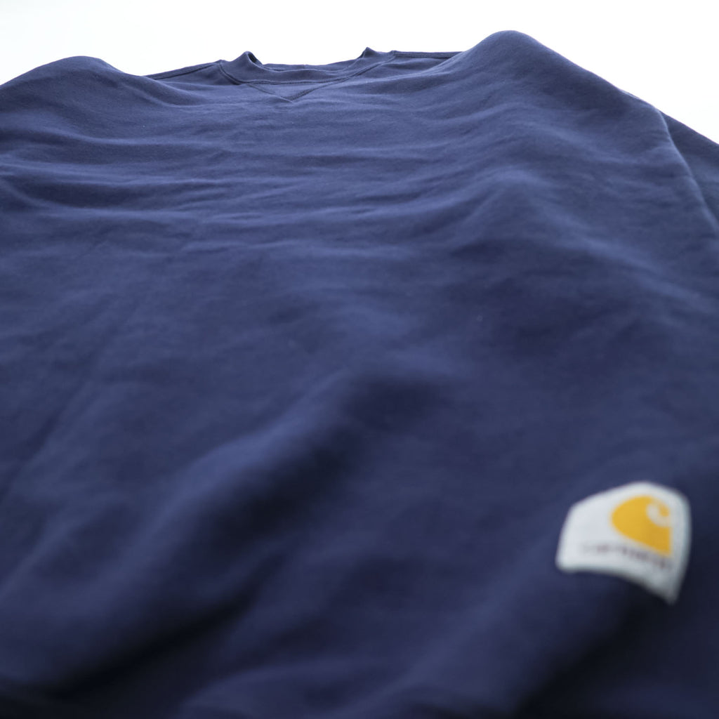 Carhartt K124 NVY Midweight Crewneck Sweatshirt Navy Blue Logo Patch Men’s S