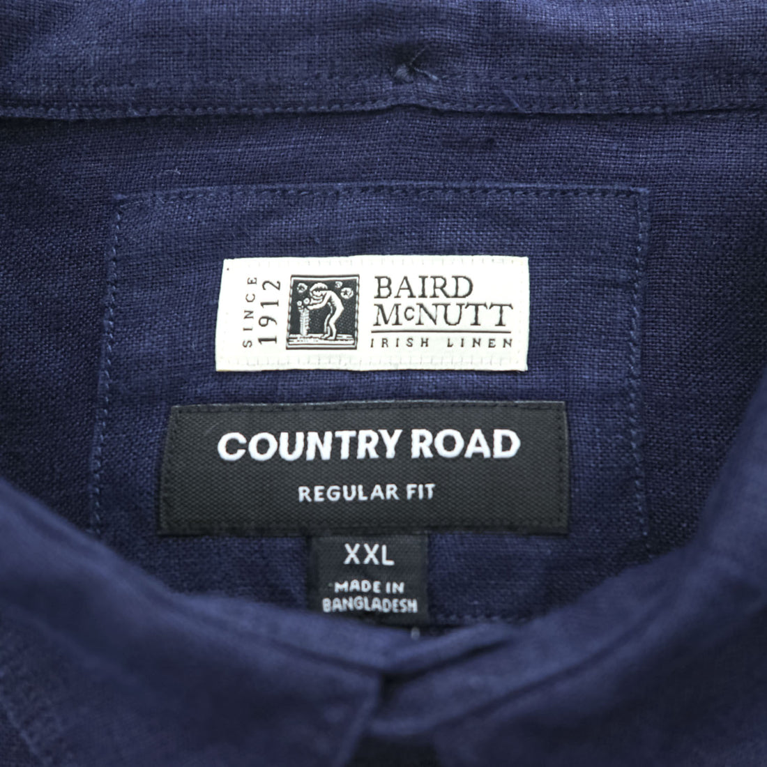 COUNTRY ROAD アイリッシュ リネン100% 長袖シャツ XXL ネイビー ビッグサイズ  BAIRD McNUTT IRISH LINEN