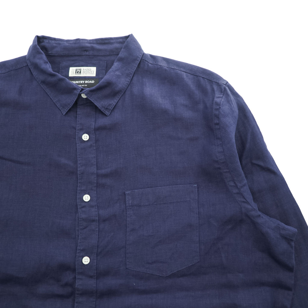 COUNTRY ROAD アイリッシュ リネン100% 長袖シャツ XXL ネイビー ビッグサイズ  BAIRD McNUTT IRISH LINEN