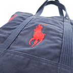 Polo Ralph Lauren ビッグポニー 刺繍 ヴィンテージ加工 トートバッグ ネイビー キャンバス ジップ開閉