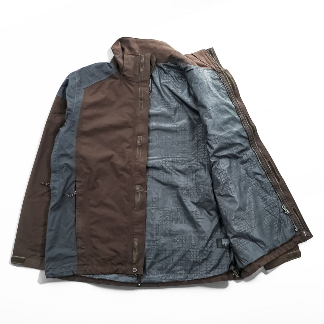 THE NORTH FACE マウンテンジャケット HYVENT 防水 シェル レインジャケット M グレー ブラウン ジップインジップ 透湿 AYTJ