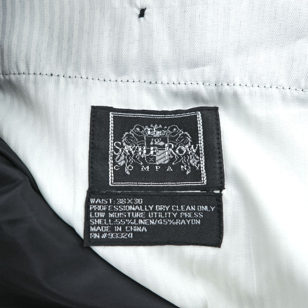 The SAVILE ROW Company リネン レーヨン ワイド 2タック スラックス パンツ L ブラック 麻 プリーツ ダブルカフス