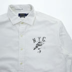 Polo Ralph Lauren 長袖 オックスフォード シャツ XL ホワイト ストレッチ STRETCH OXFORD ウイングフット NYCグラフィック ステンシル