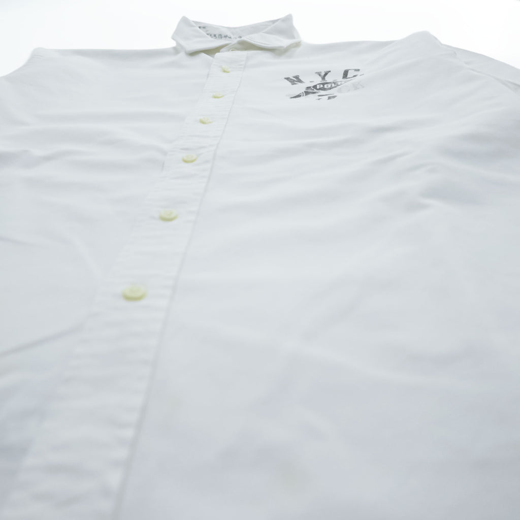 Polo Ralph Lauren 長袖 オックスフォード シャツ XL ホワイト ストレッチ STRETCH OXFORD ウイングフット NYCグラフィック ステンシル