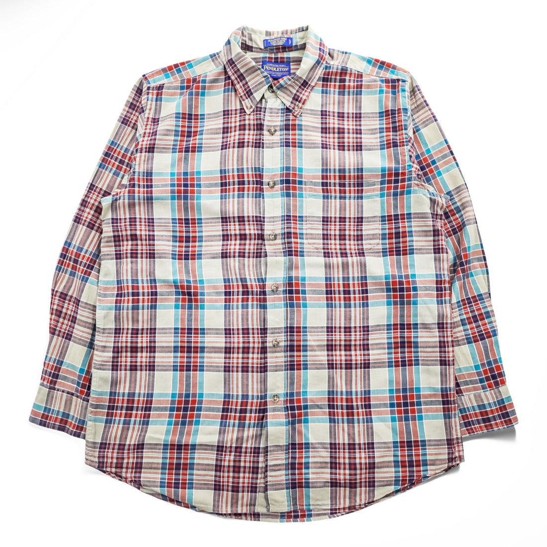PENDLETON 長袖 チェック シャツ L ベージュ OCEANSIDE SHIRT LONG SLEEVE AUTHENTIC MADRAS インド綿 ボタンダウン