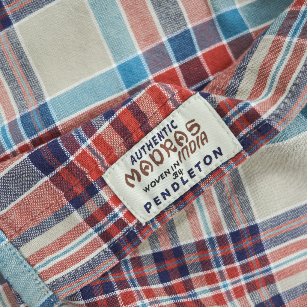 PENDLETON 長袖 チェック シャツ L ベージュ OCEANSIDE SHIRT LONG SLEEVE AUTHENTIC MADRAS インド綿 ボタンダウン