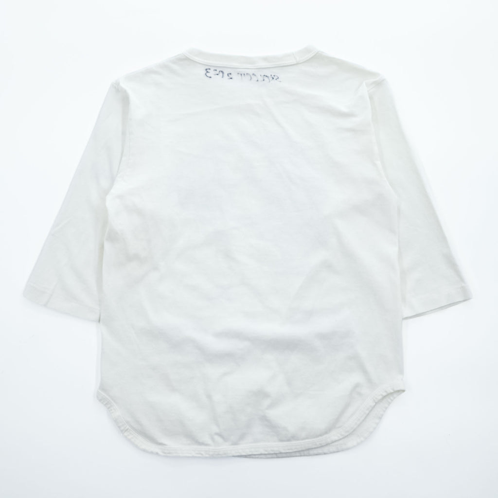 SKOLOCT × Midorikawa 七分袖 Tシャツ オフホワイト コットン ラウンドカット