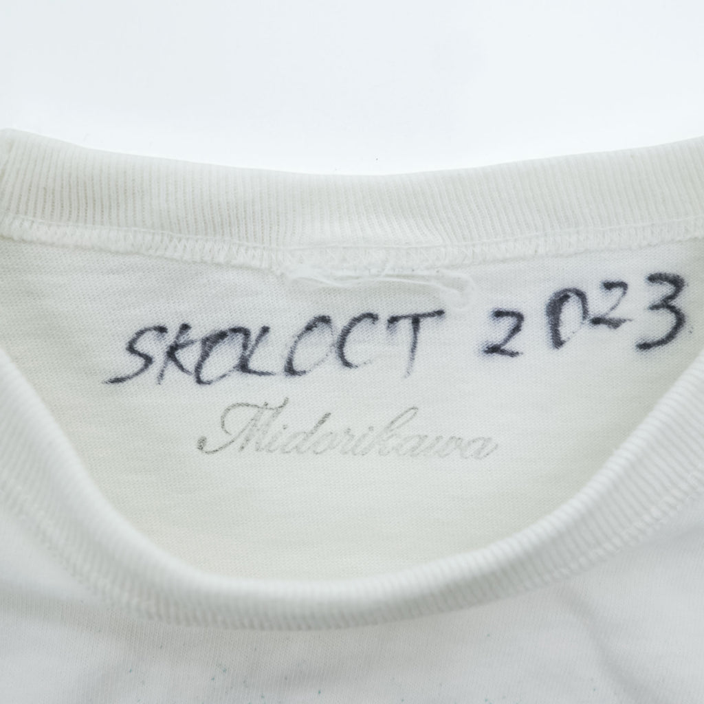 SKOLOCT × Midorikawa 七分袖 Tシャツ オフホワイト コットン ラウンドカット