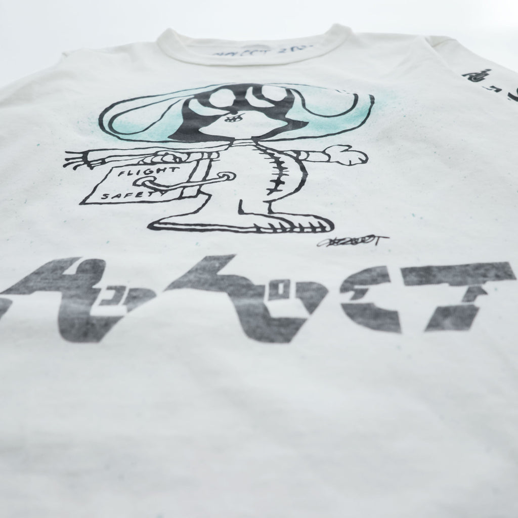 SKOLOCT × Midorikawa 七分袖 Tシャツ オフホワイト コットン ラウンドカット