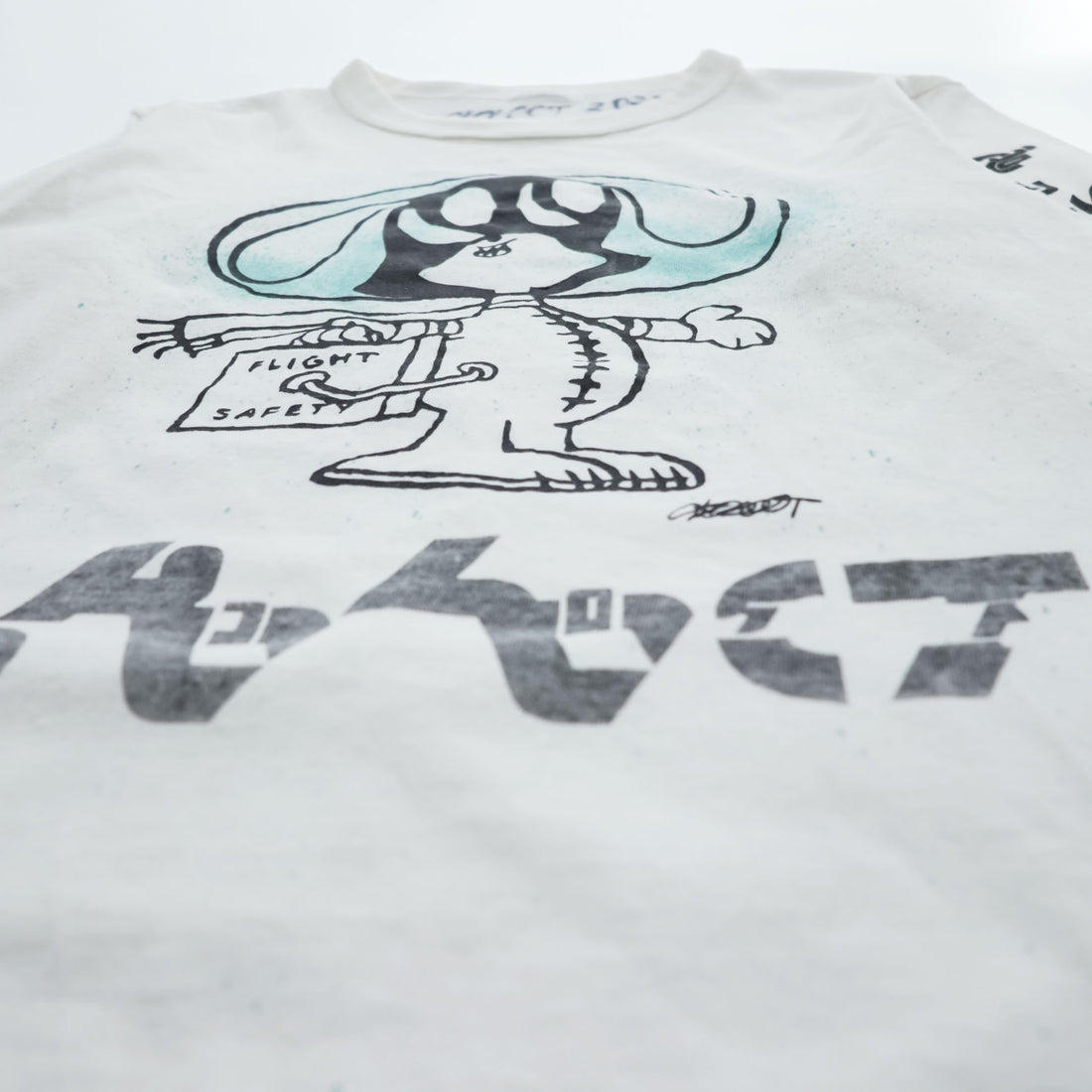 SKOLOCT × Midorikawa 七分袖 Tシャツ オフホワイト コットン ラウンドカット