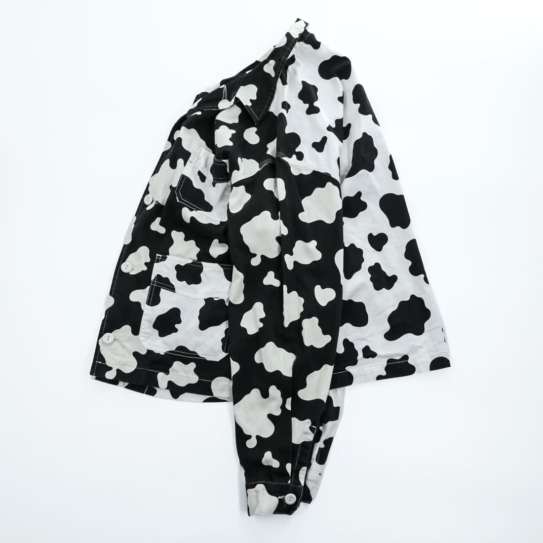 BRAIN DEAD USA製 ブルゾン Cow Club Chore Shirt Jacket ワークジャケット M ホワイト ブラック 総柄 アニマル 牛 BD9-03