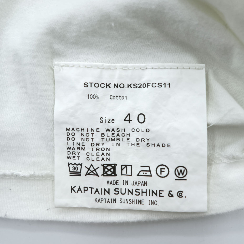 KAPTAIN SUNSHINE 日本製 ロングスリーブ カットソー モックネック 長袖 Tシャツ L ホワイト SUVIN SUPIMA TUBE L/S HIGH NECK TEE スーピマコットン KS20FCS11