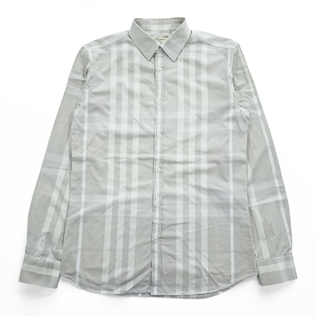 BURBERRY LONDON 長袖 ドレスシャツ L グレー メガチェック Tailored Fit
