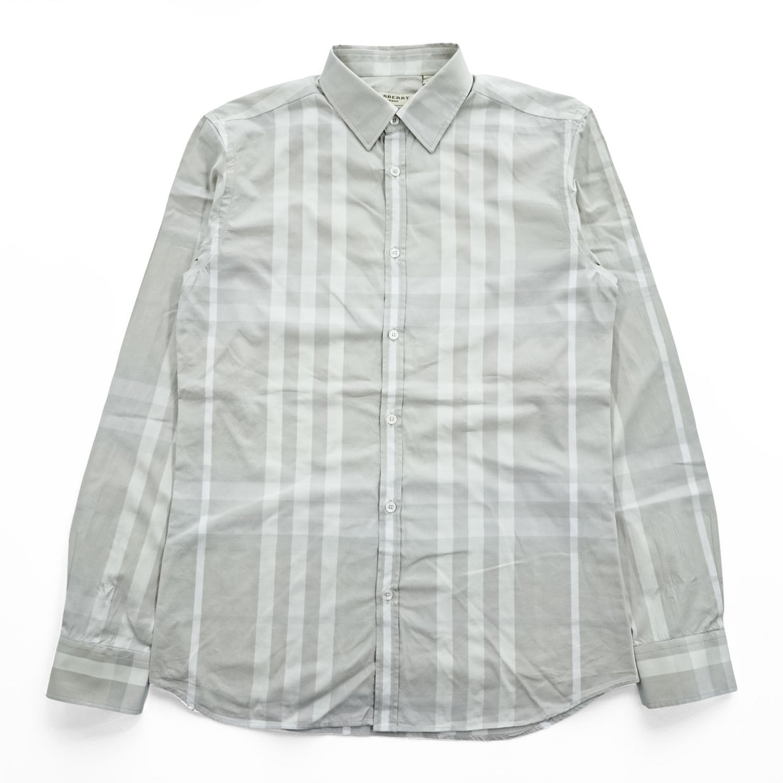 BURBERRY LONDON 長袖 ドレスシャツ L グレー メガチェック Tailored Fit