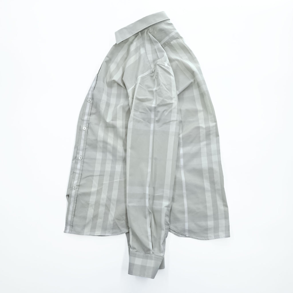 BURBERRY LONDON 長袖 ドレスシャツ L グレー メガチェック Tailored Fit