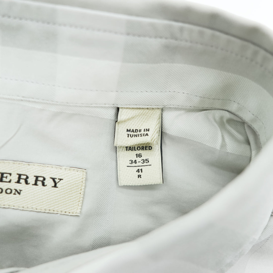 BURBERRY LONDON 長袖 ドレスシャツ L グレー メガチェック Tailored Fit