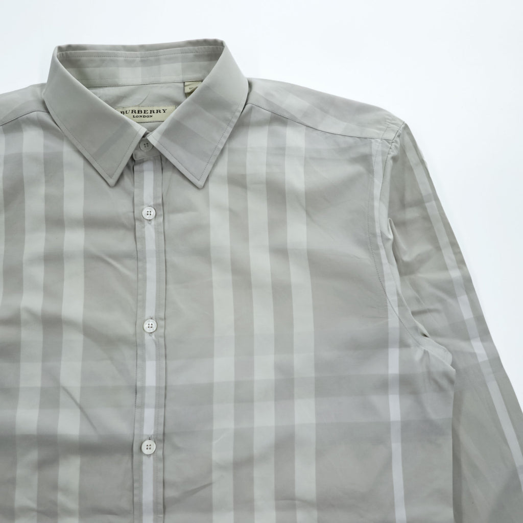 BURBERRY LONDON 長袖 ドレスシャツ L グレー メガチェック Tailored Fit