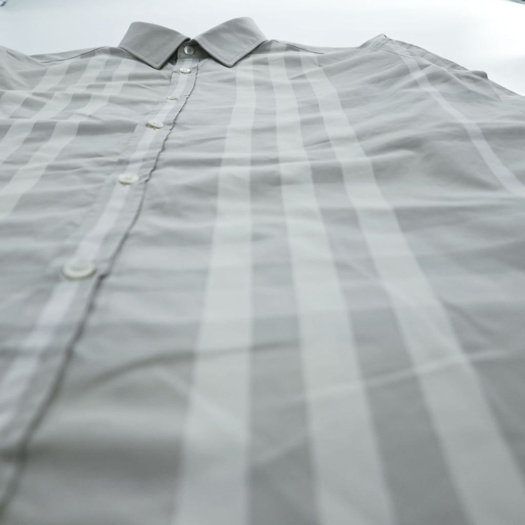 BURBERRY LONDON 長袖 ドレスシャツ L グレー メガチェック Tailored Fit
