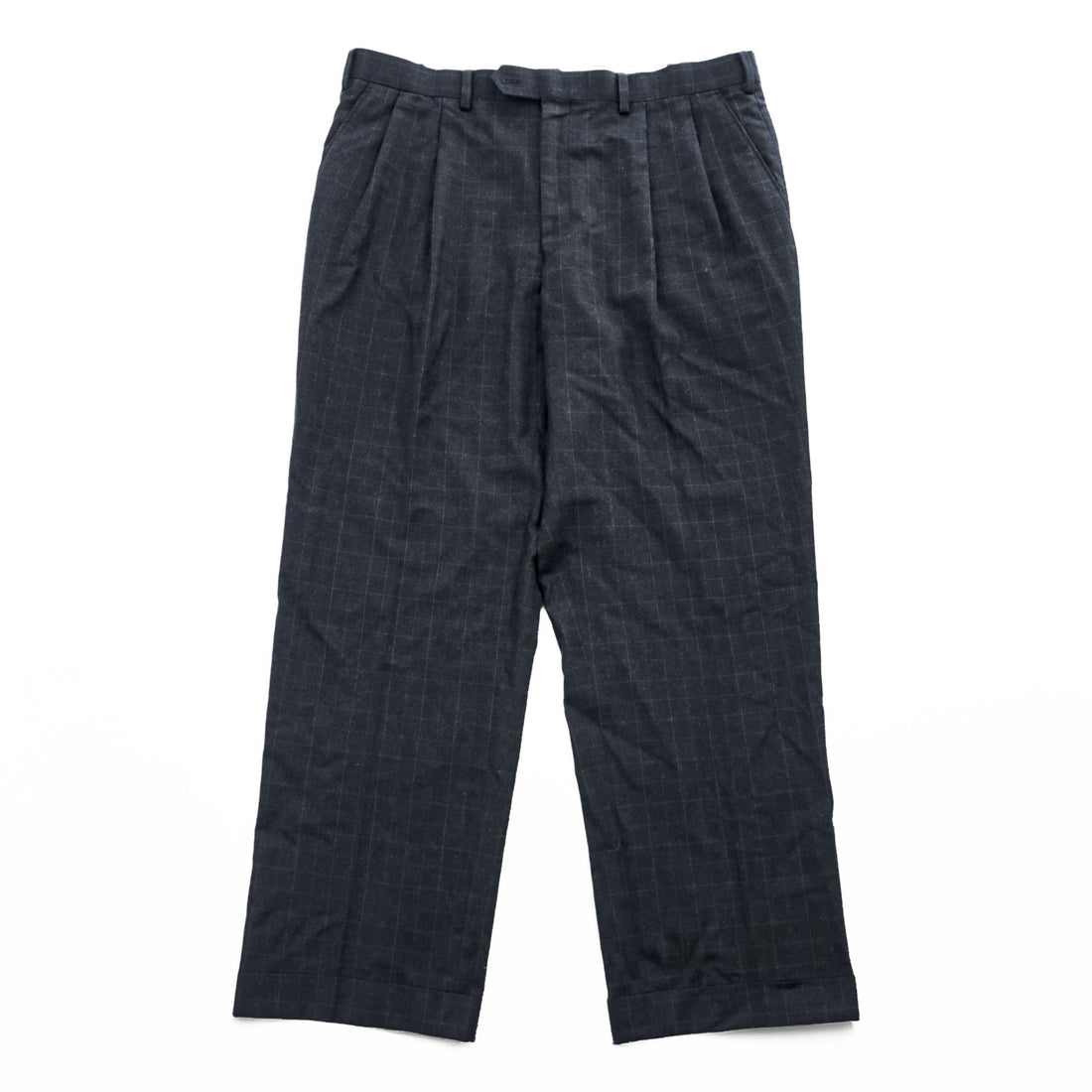 LAUREN RALPH LAUREN 90年代 ヴィンテージ スラックス パンツ L グレー チェック 2タック プリーツ ダブルカフス