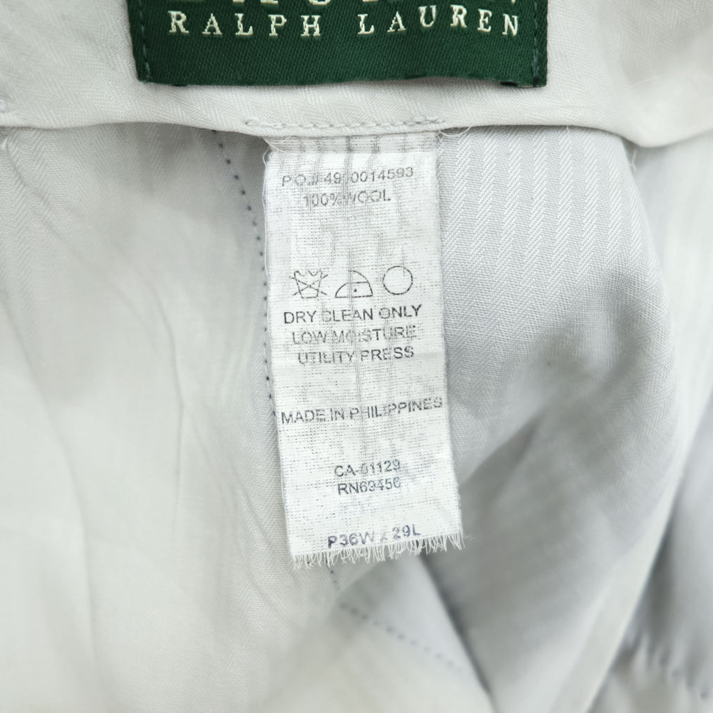 LAUREN RALPH LAUREN 90年代 ヴィンテージ スラックス パンツ L グレー チェック 2タック プリーツ ダブルカフス