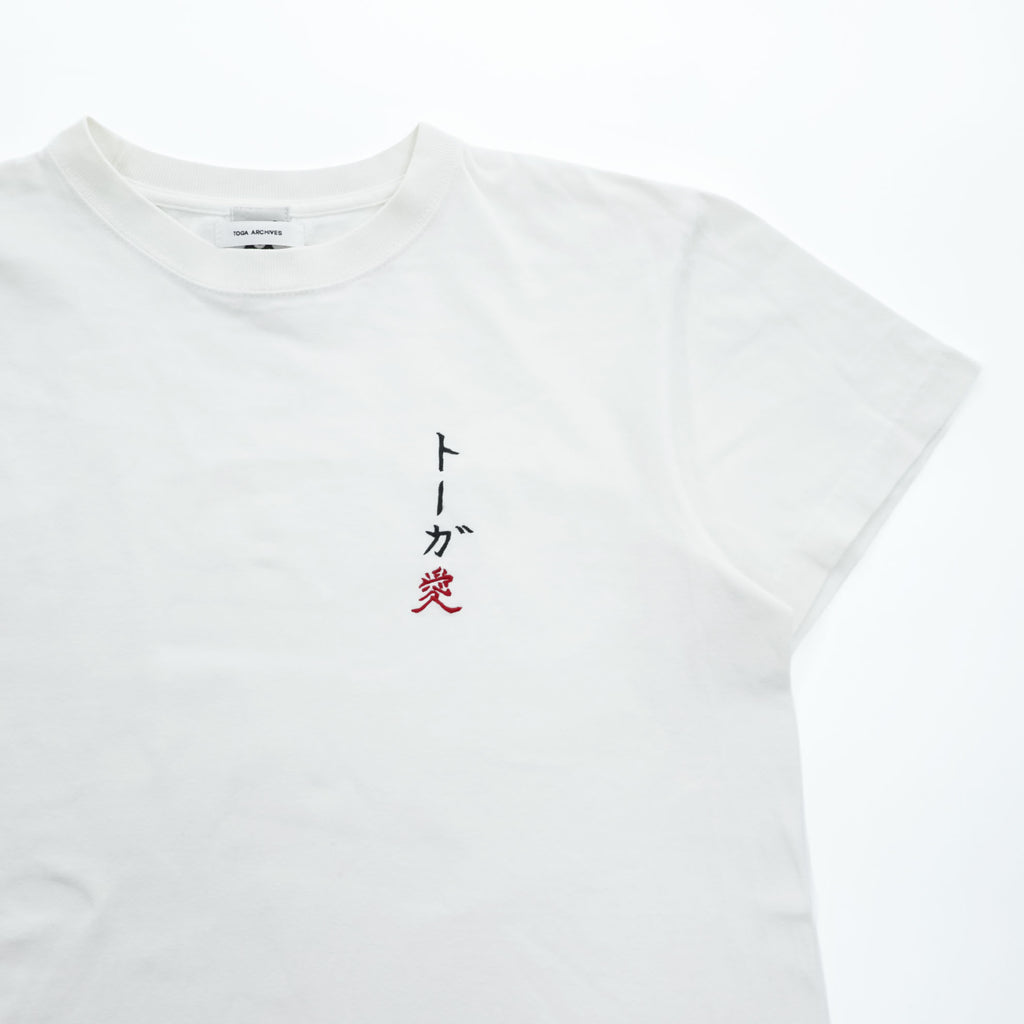 TOGA ARCHIVES × モンゴリアンチョップス Tシャツ トーガ愛 ホワイト 刺繍 コットン  大阪店限定