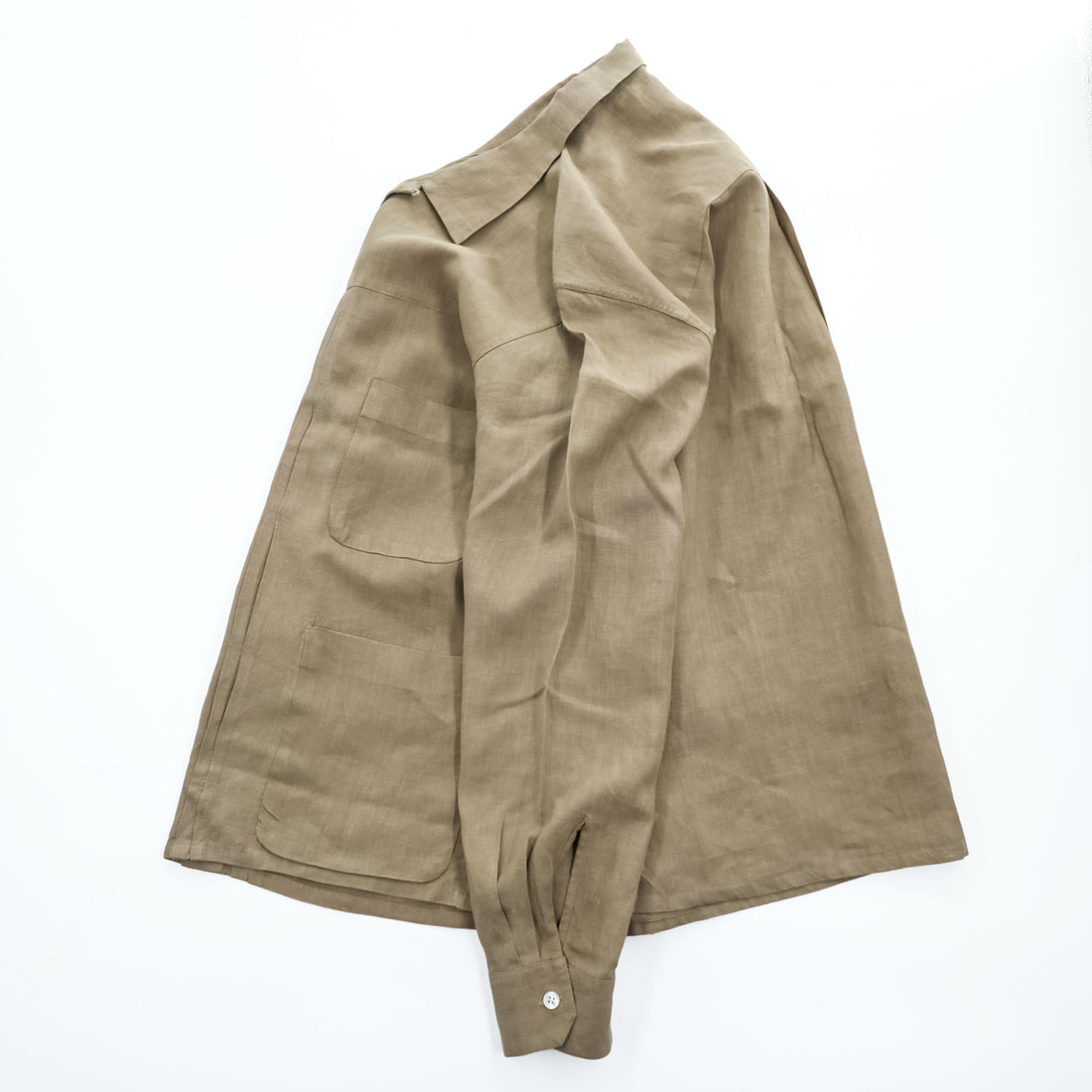 FLIPTS & DOBBELS オープンカラー リネン シャツジャケット M ベージュ 日本製 Strato / Silver＆Gold 取扱い