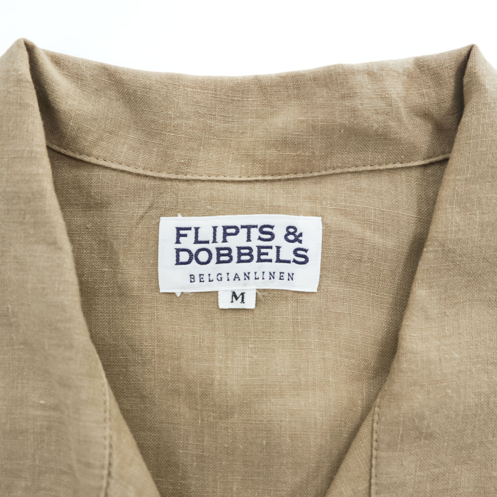 FLIPTS & DOBBELS オープンカラー リネン シャツジャケット M ベージュ 日本製 Strato / Silver＆Gold 取扱い