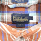PENDLETON 長袖 フランネル チェックシャツ BURNSIDE M ブラウン 胸ポケット