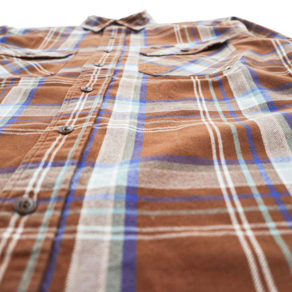 PENDLETON 長袖 フランネル チェックシャツ BURNSIDE M ブラウン 胸ポケット