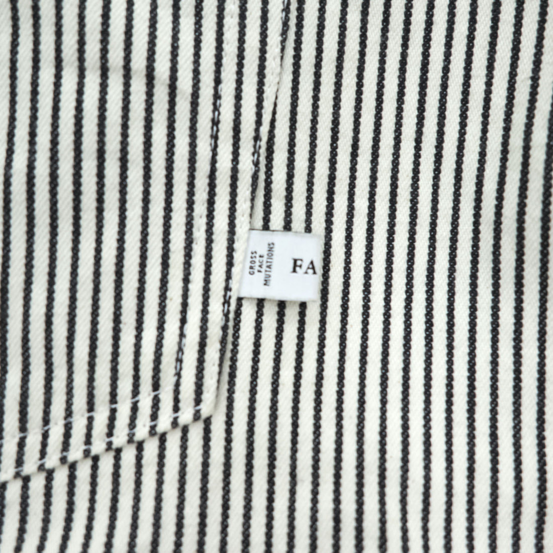 FACETASM 日本製 アシンメトリー ワイドパンツ BIG&SLIM ヒッコリー XL グレー ホワイト ストライプZUK-5030-03
