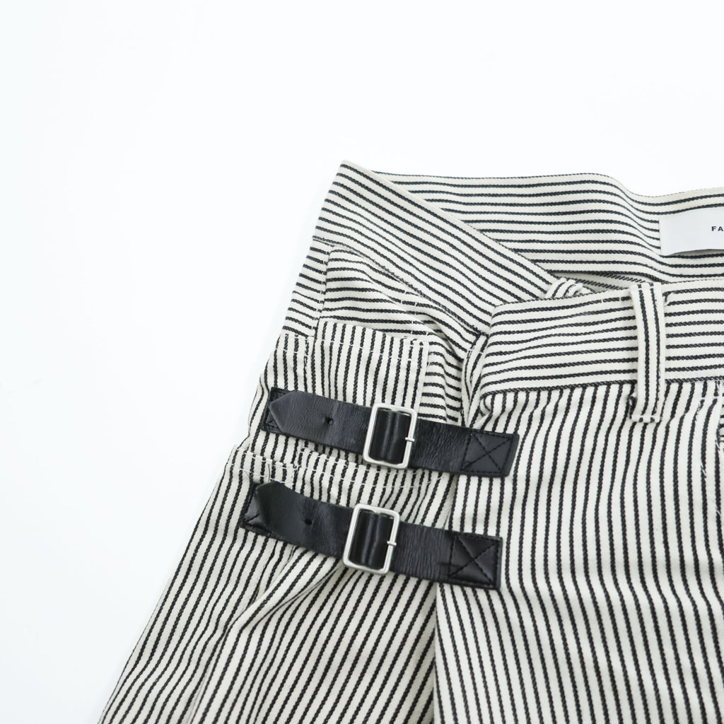 FACETASM 日本製 アシンメトリー ワイドパンツ BIG&SLIM ヒッコリー XL グレー ホワイト ストライプZUK-5030-03