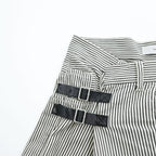 FACETASM 日本製 アシンメトリー ワイドパンツ BIG&SLIM ヒッコリー XL グレー ホワイト ストライプZUK-5030-03