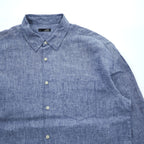 JOHN ADAMS リネン100%長袖シャンブレー シャツ L ブルー 麻