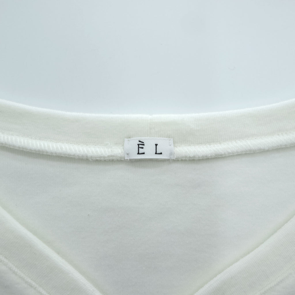 LE ( COMOLI / L'ECHOPPE ) 日本製 Vネック カーディガン M ホワイト ORGANIC PILE EL 25-070-053-8000-3-0