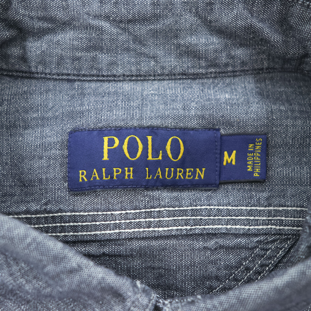 Polo Ralph Lauren シャンブレーシャツ 長袖 ワークシャツ M グレー 胸ポケット