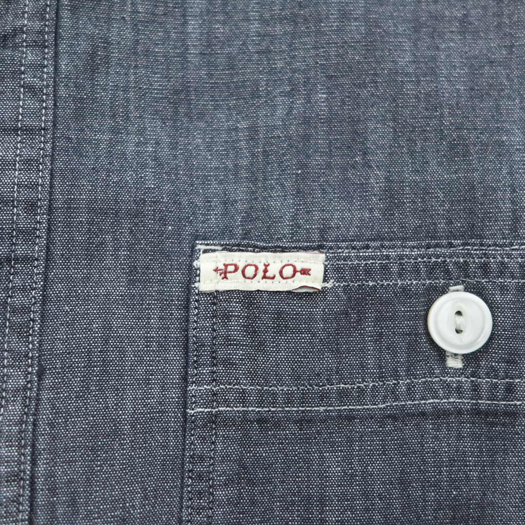 Polo Ralph Lauren シャンブレーシャツ 長袖 ワークシャツ M グレー 胸ポケット