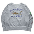 BUZZ RICKSON'S  前V スウェット ヴィンテージ加工 トレーナー L グレー FLYING TIGERS 袖プリント